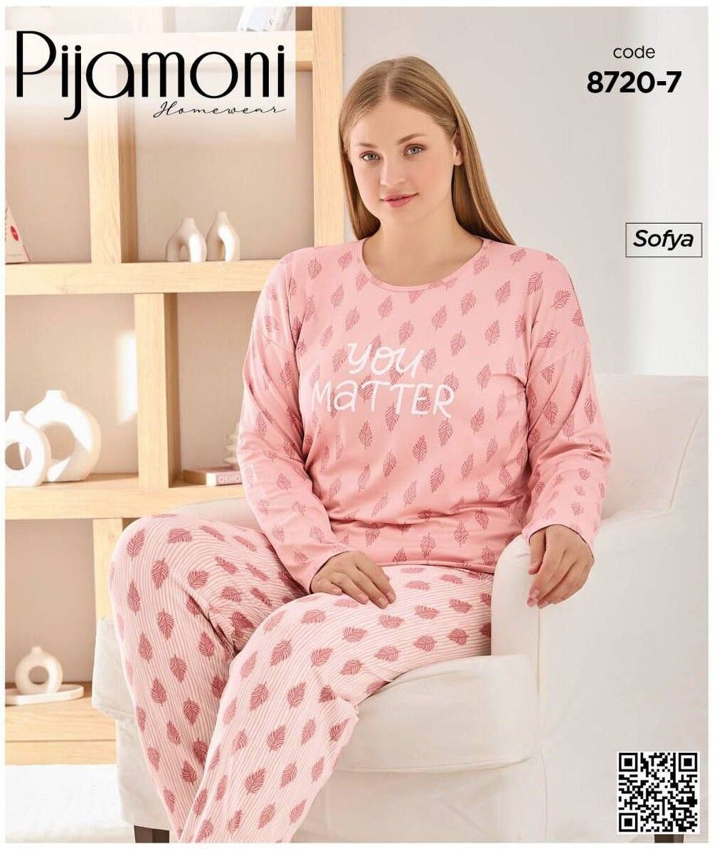 PİJAMONİ 8720-7 BAYAN SOFYA BATTAL PİJAMA TAKIMI