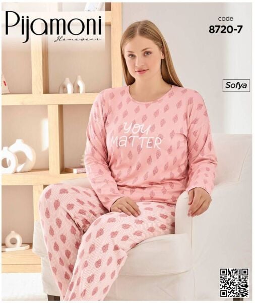 PİJAMONİ 8720-7 BAYAN SOFYA BATTAL PİJAMA TAKIMI