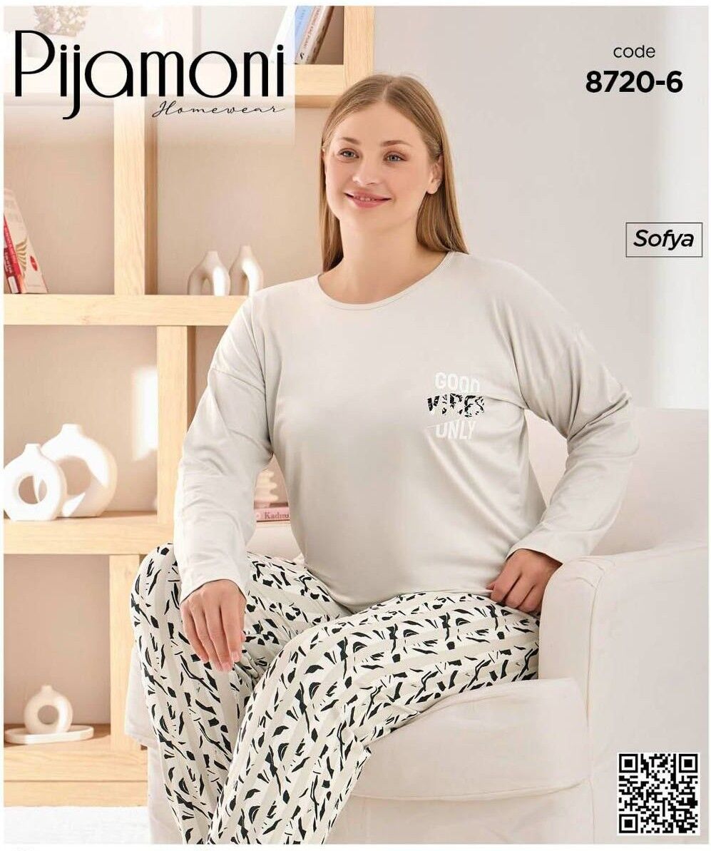 PİJAMONİ 8720-6 BAYAN SOFYA BATTAL PİJAMA TAKIMI