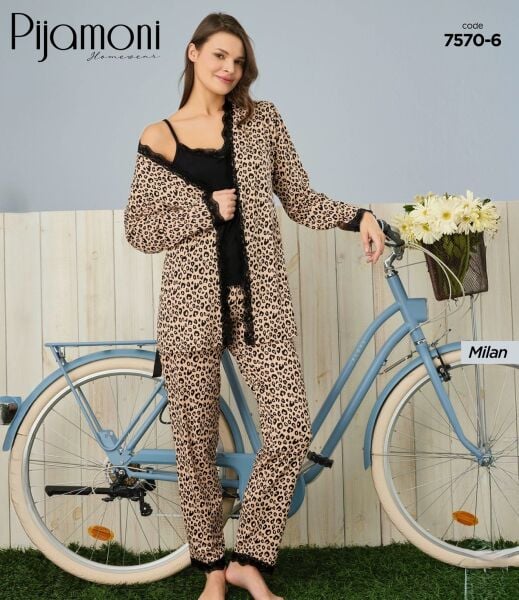 PİJAMONİ 7570-6 MİLAN SABAHLIKLI 3 LÜ TAKIM