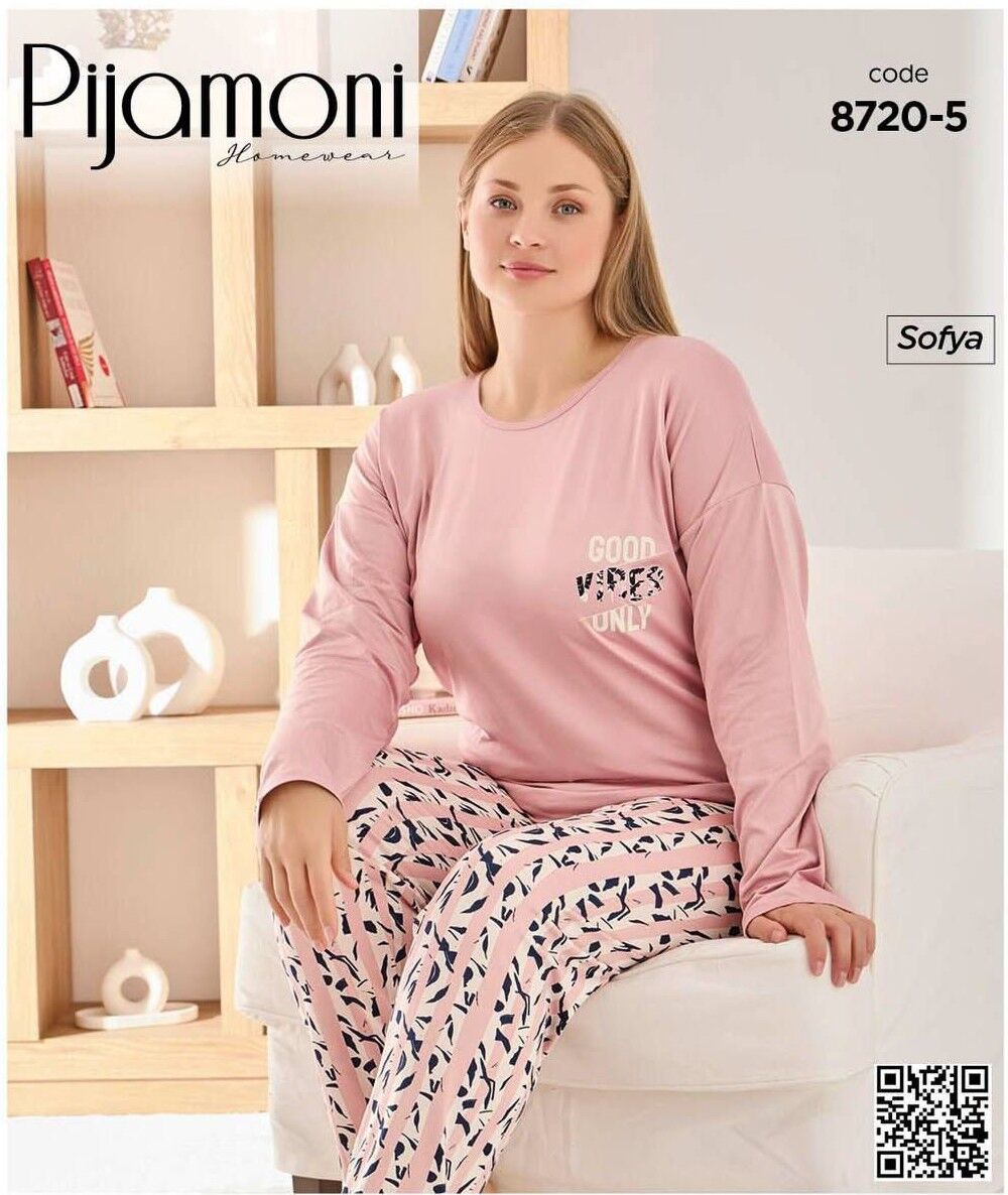PİJAMONİ 8720-5 BAYAN SOFYA BATTAL PİJAMA TAKIMI