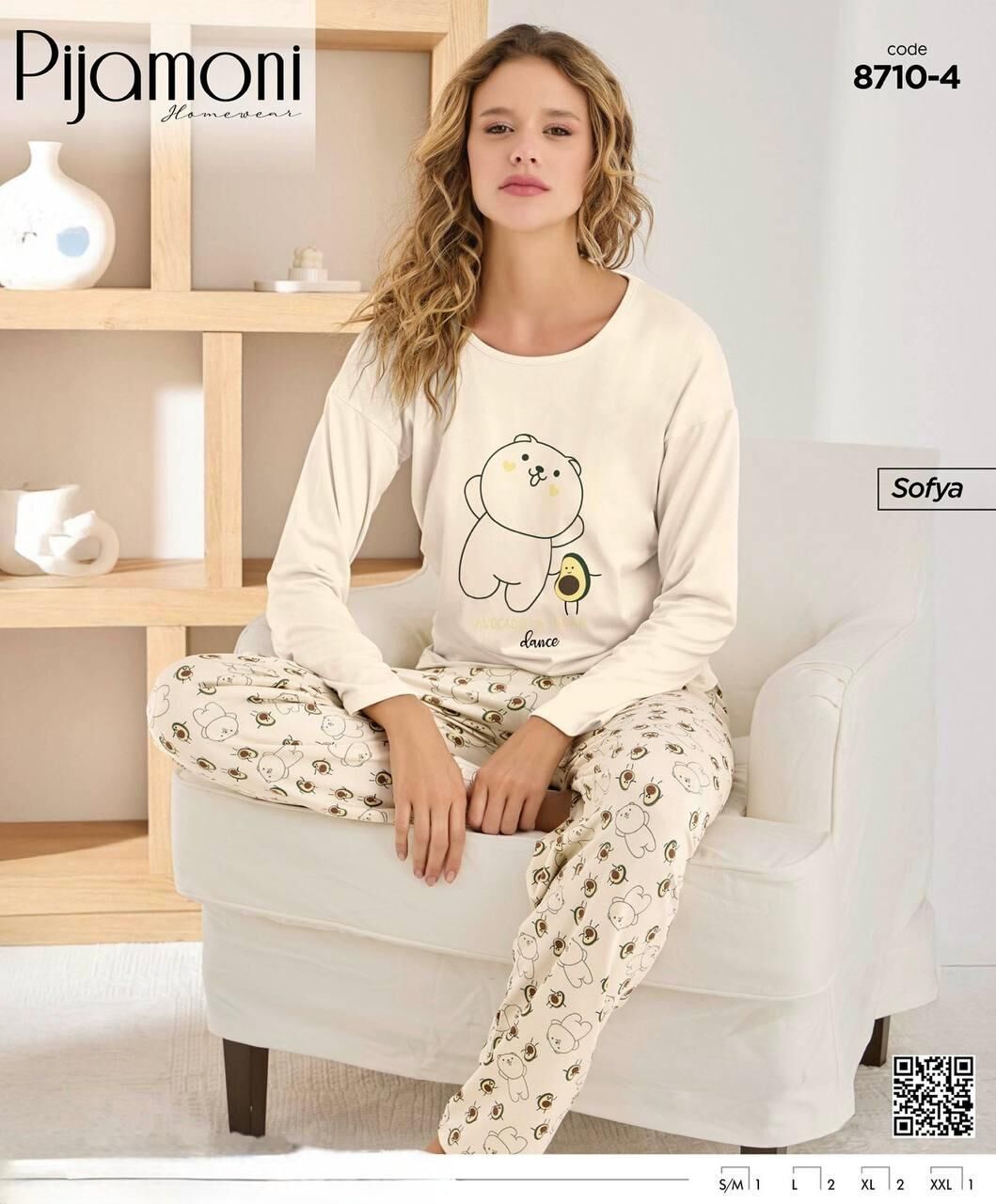 PİJAMONİ 8710-4 BAYAN SOFYA PİJAMA TAKIMI