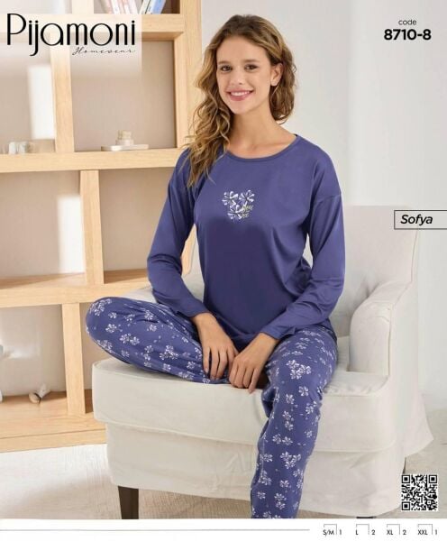 PİJAMONİ 8710-8 BAYAN SOFYA PİJAMA TAKIMI