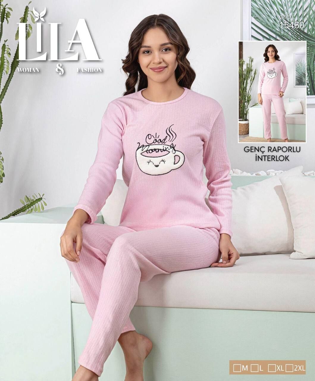 LİLA 15460 BAYAN RAPORLU İNTERLOK PİJAMA TAKIMI