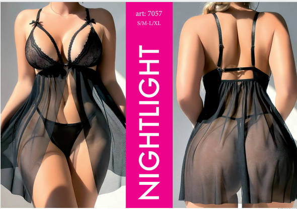 NIGHTLIGHT 7057 FANTAZİ GECELİK SİYAH