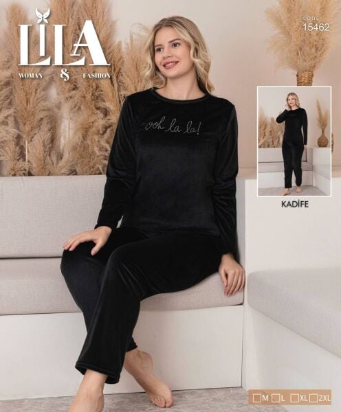 LİLA 15462 BAYAN KADİFE PİJAMA TAKIMI