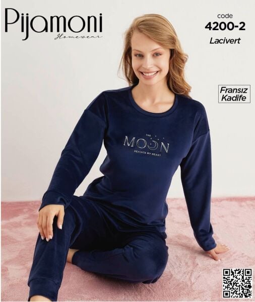 PİJAMONİ 4200-2 YENİ FRANSIZ KADİFE PİJAMA TAKIM