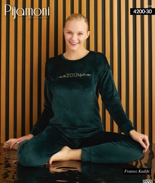 PİJAMONİ 4200-30 YENİ FRANSIZ KADİFE PİJAMA TAKIM