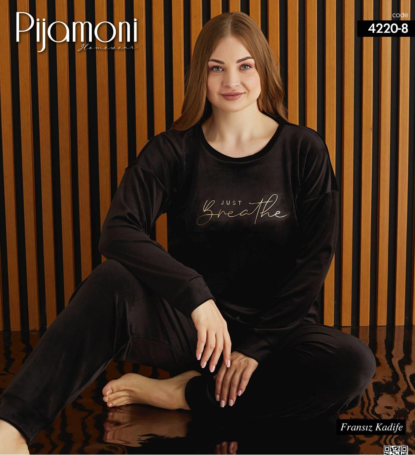 PİJAMONİ 4220-8 FRANSIZ KADİFE BTTL PİJAMA TAKIM