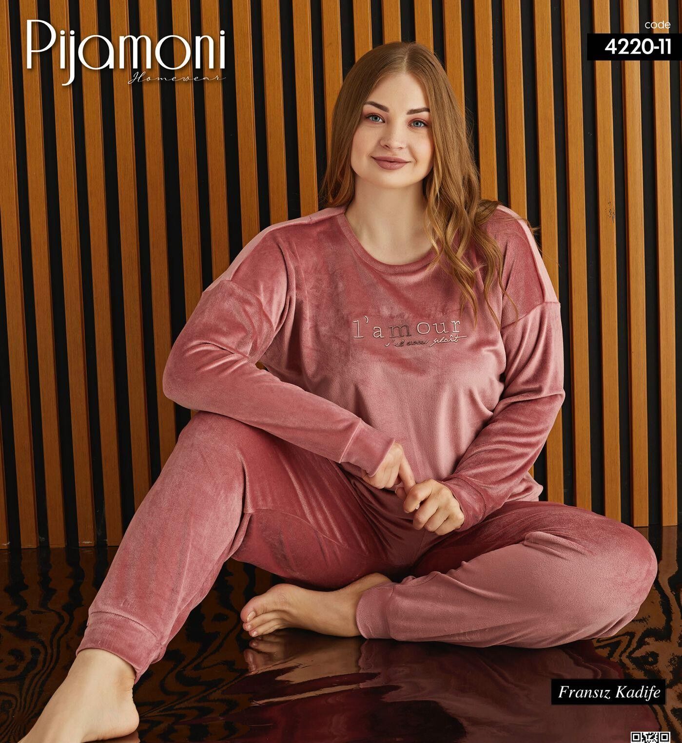 PİJAMONİ 4220-11 FRANSIZ KADİFE BTTL PİJAMA TAKIM