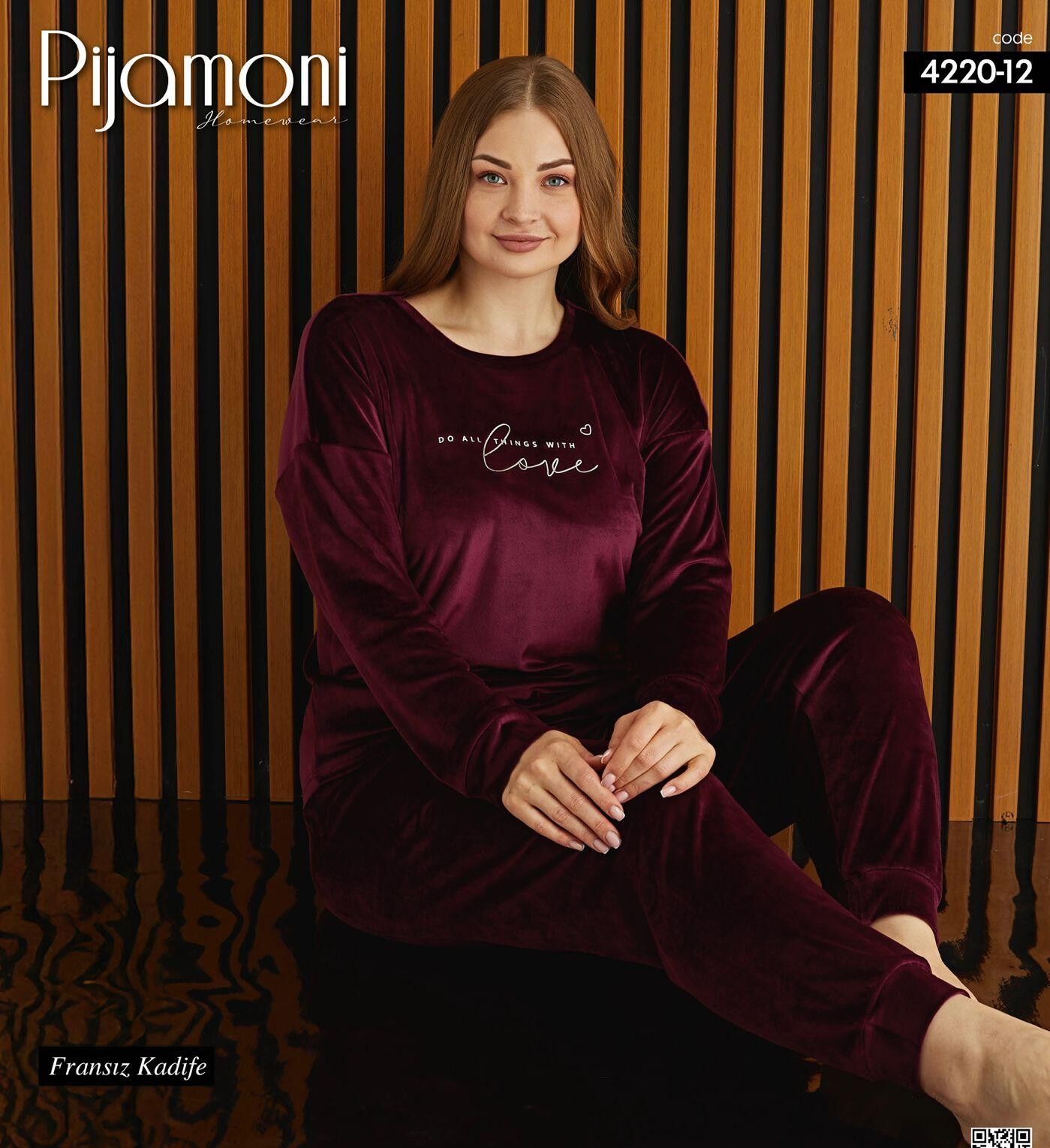 PİJAMONİ 4220-12 FRANSIZ KADİFE BTTL  PİJAMA TAKIM