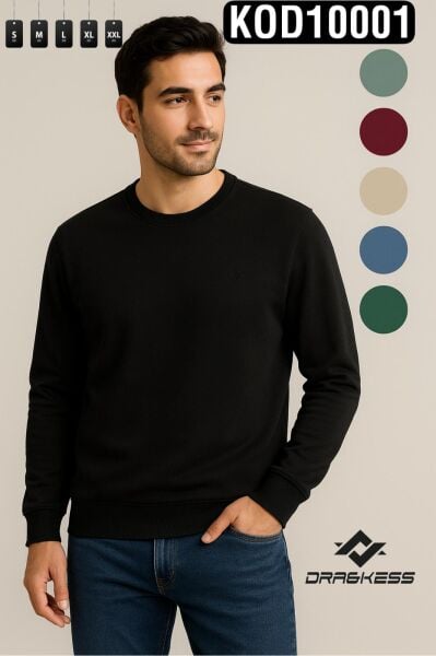 DRAKESS 10101 ERKEK BATTAL KOMPAK 2İP O.YAKA SWEAT