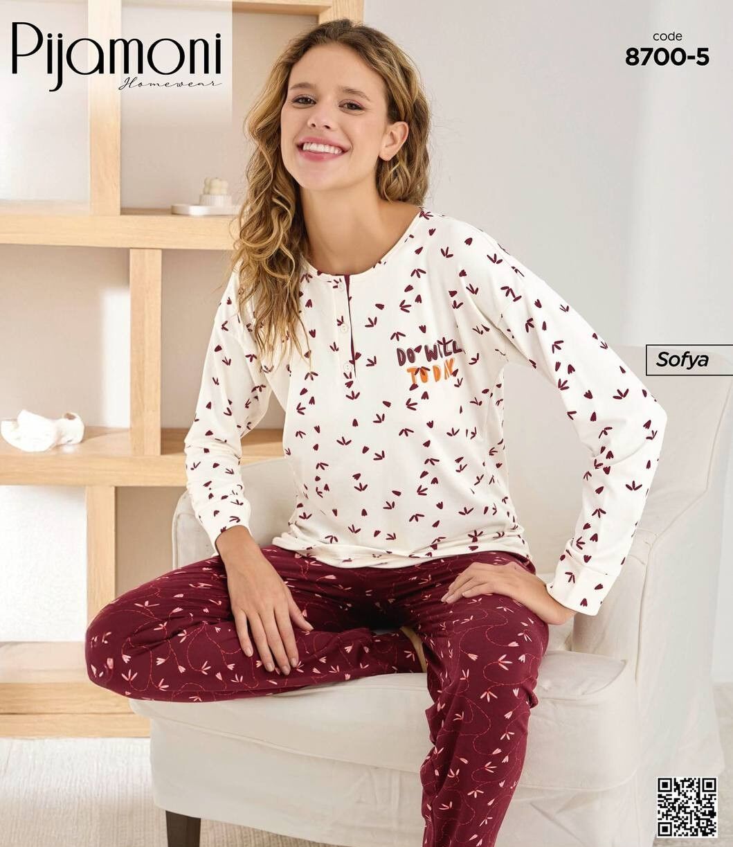 PİJAMONİ 8700-5 YENİ BAYAN SOFYA PİJAMA TAKIMI