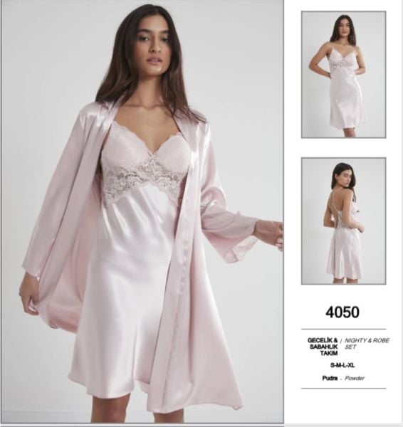 PİERRE CARDİN 4050 SATEN GECELİK SABAHLIK TAKIM