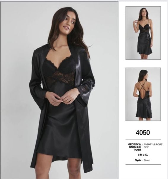 PİERRE CARDİN 4050 SATEN GECELİK SABAHLIK TAKIM