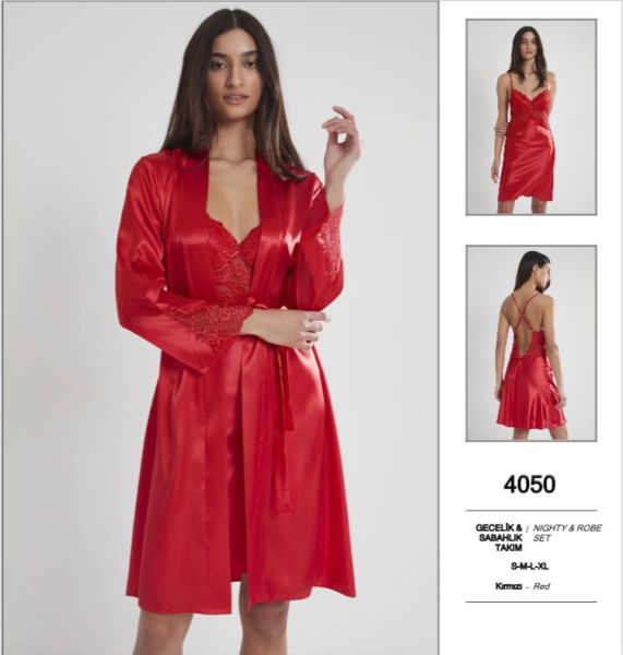 PİERRE CARDİN 4050 SATEN GECELİK SABAHLIK TAKIM
