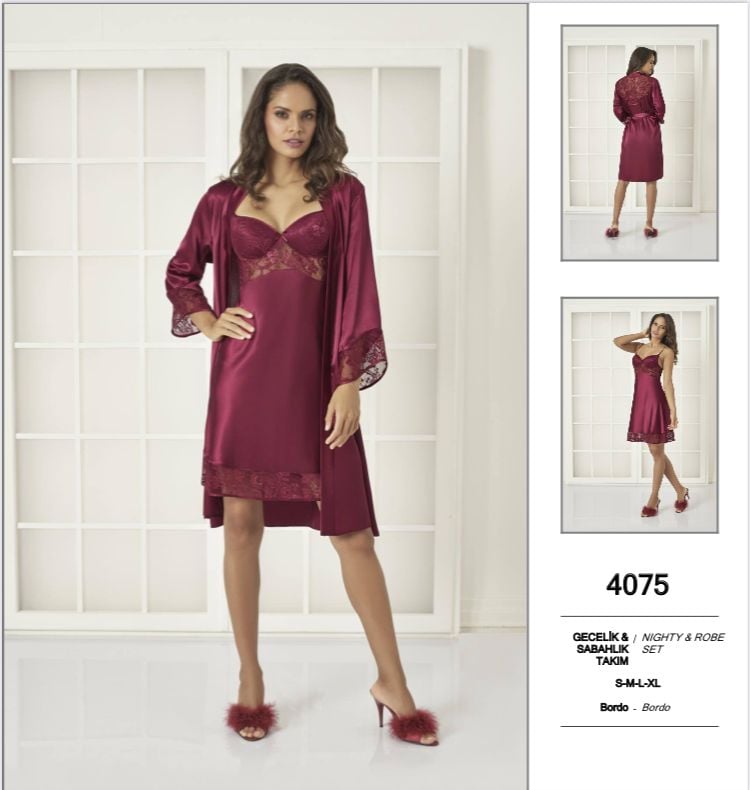 PİERRE CARDİN 4075 SATEN GECELİK SABAHLIK TAKIM