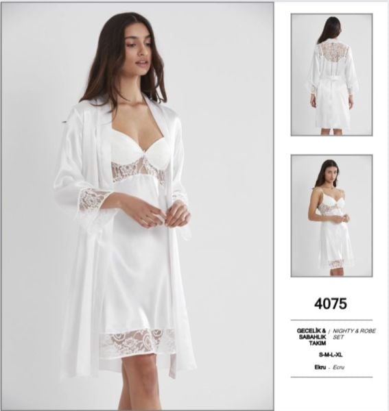 PİERRE CARDİN 4075 SATEN GECELİK SABAHLIK TAKIM