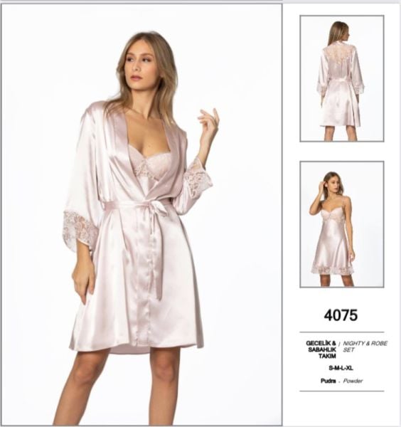 PİERRE CARDİN 4075 SATEN GECELİK SABAHLIK TAKIM