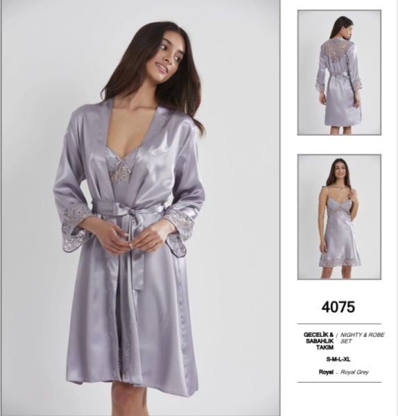 PİERRE CARDİN 4075 SATEN GECELİK SABAHLIK TAKIM