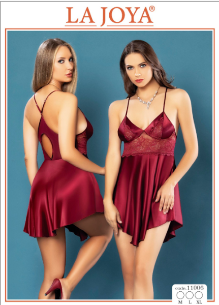 LAJOYA 11006 BAYAN KISA SATEN GECELİK M-L-XL