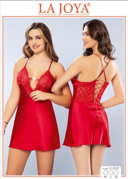 LAJOYA 11013 BAYAN KISA SATEN GECELİK M-L-XL