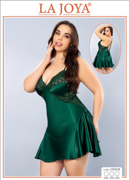LAJOYA 16004 BAYAN KISA SATEN GECELİK 2XL-3XL-4XL