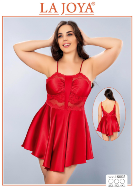 LAJOYA 16005 BAYAN KISA SATEN GECELİK 2XL-3XL-4XL