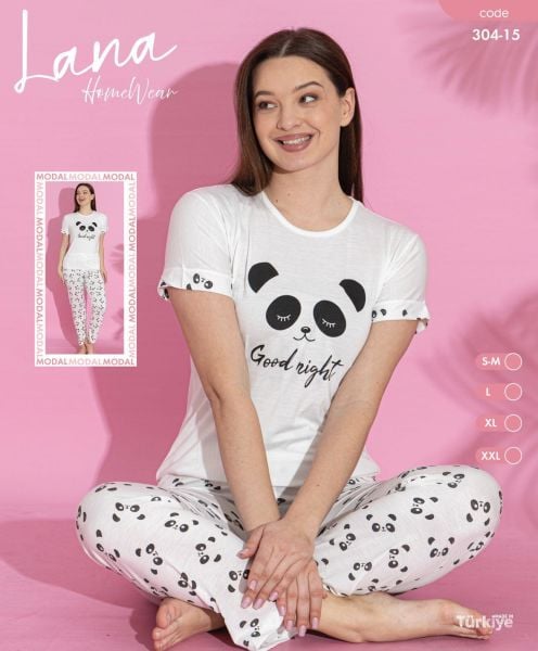 LANA 304-15 BAYAN MODAL KISA KOL PİJAMA TAKIM