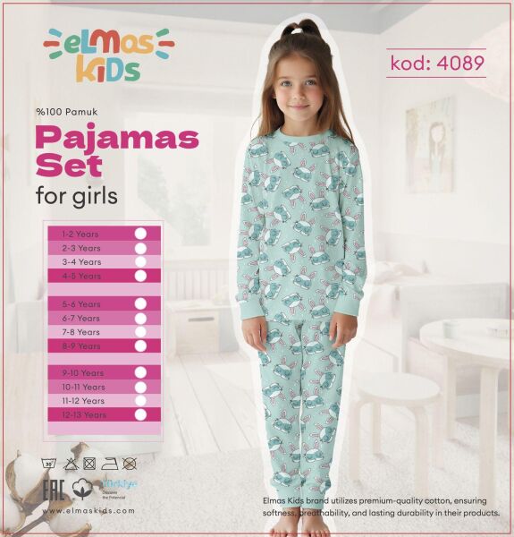 ELMAS 4089-1 KIZ ÇOCUK 1-5 YAŞ PİJAMA TAKIM