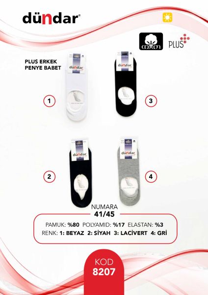 DÜNDAR 8207 ERKEK PLUS PENYE BABET ÇORAP