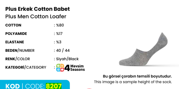 DÜNDAR 8207 ERKEK PLUS PENYE BABET ÇORAP