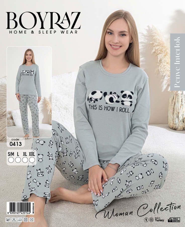 BOYRAZ 0413 BAYAN PENYE İNTERLOK PİJAMA TAKIMI