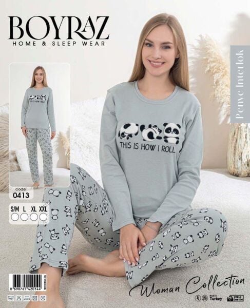 BOYRAZ 0413 BAYAN PENYE İNTERLOK PİJAMA TAKIMI