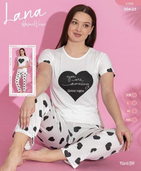 LANA 304-25 BAYAN MODAL KISA KOL PİJAMA TAKIM