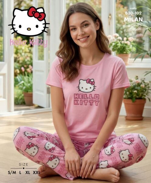 LANA 630-102 BAYAN MİLAN KISA KOL PİJAMA TAKIM