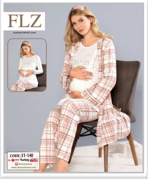 FLZ 31-140 BAYAN HAMİLE LOĞUSA 3 LÜ PİJAMA TAKIM
