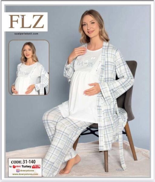 FLZ 31-140 BAYAN HAMİLE LOĞUSA 3 LÜ PİJAMA TAKIM