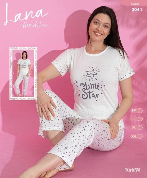 LANA 304-2 BAYAN MODAL KISA KOL PİJAMA TAKIM