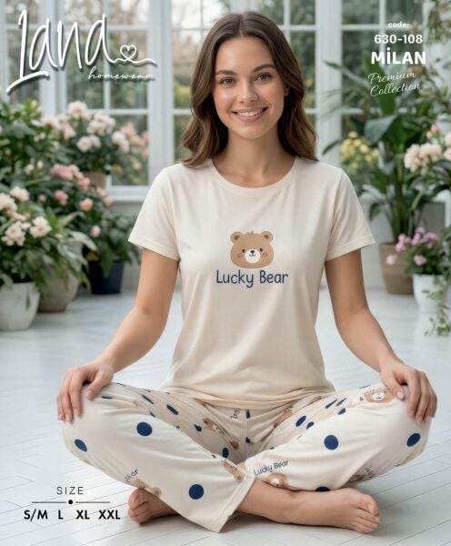 LANA 630-108 BAYAN MİLAN KISA KOL PİJAMA TAKIM
