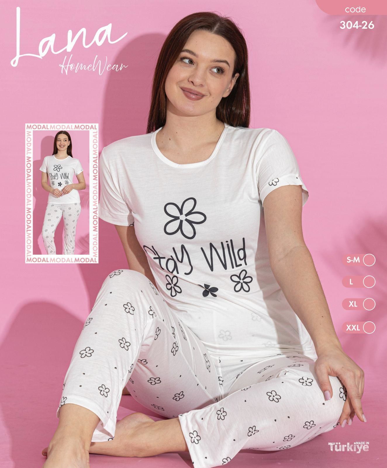 LANA 304-26 BAYAN MODAL KISA KOL PİJAMA TAKIM