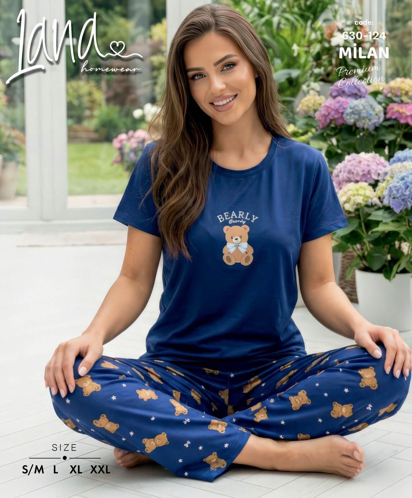 LANA 630-124 BAYAN MİLAN KISA KOL PİJAMA TAKIM