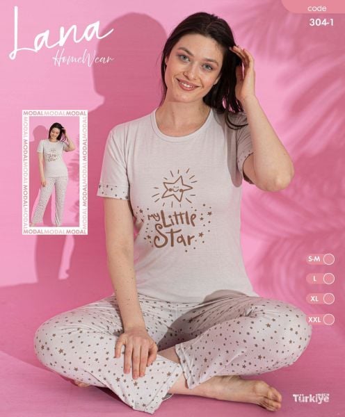LANA 304-1 BAYAN MODAL KISA KOL PİJAMA TAKIM
