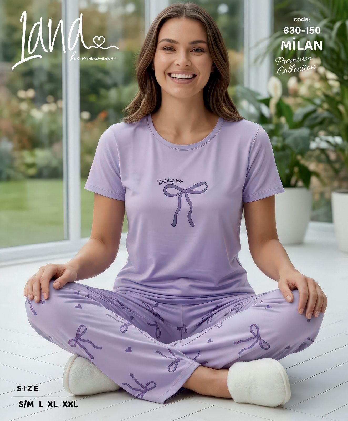 LANA 630-150 BAYAN MİLAN KISA KOL PİJAMA TAKIM