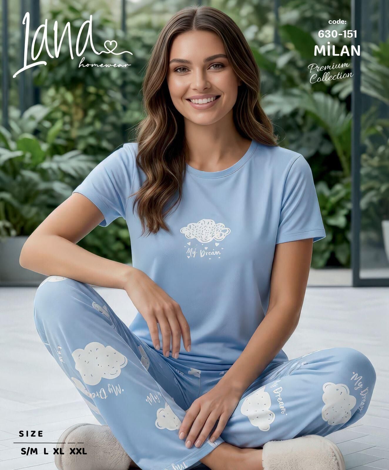LANA 630-151 BAYAN MİLAN KISA KOL PİJAMA TAKIM