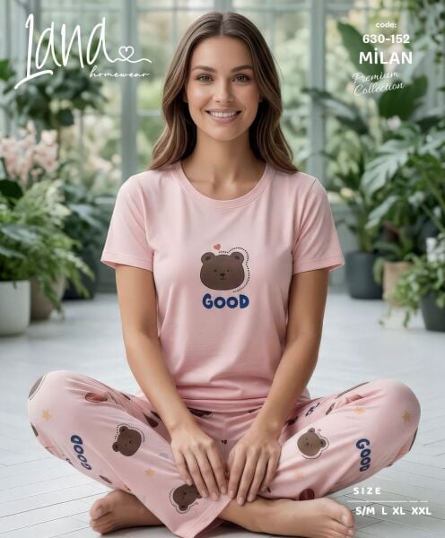 LANA 630-152 BAYAN MİLAN KISA KOL PİJAMA TAKIM