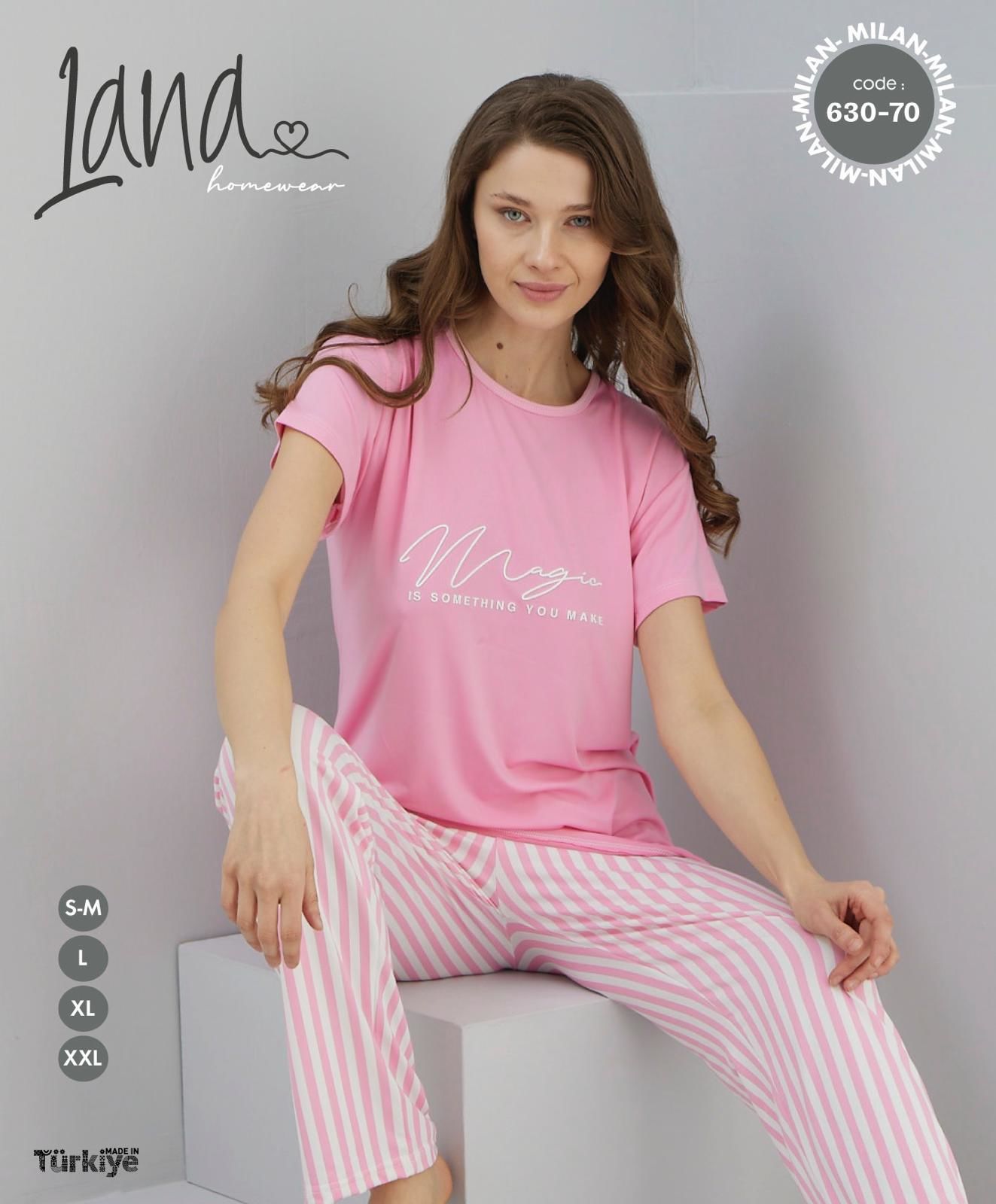 LANA 630-70 BAYAN MİLAN KISA KOL PİJAMA TAKIM