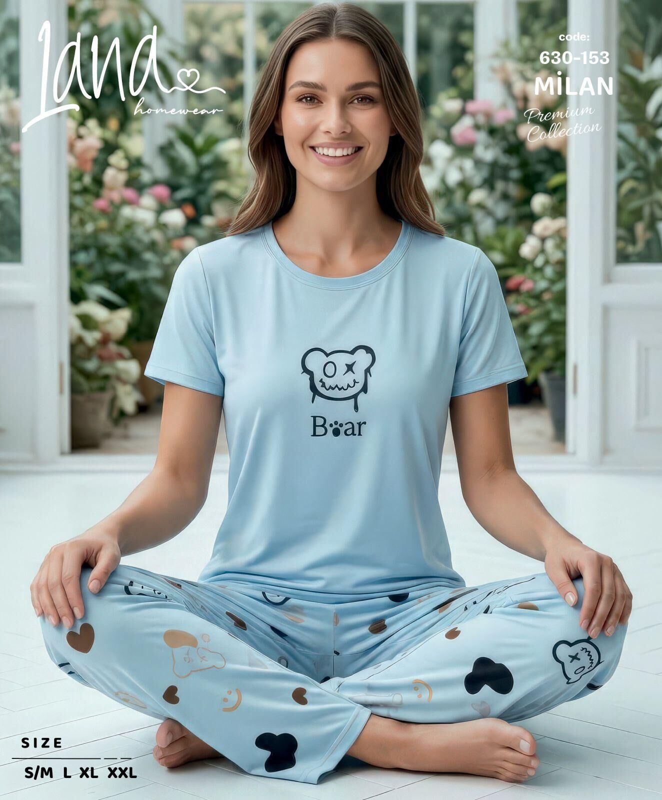 LANA 630-153 BAYAN MİLAN KISA KOL PİJAMA TAKIM