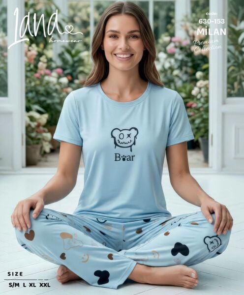 LANA 630-153 BAYAN MİLAN KISA KOL PİJAMA TAKIM