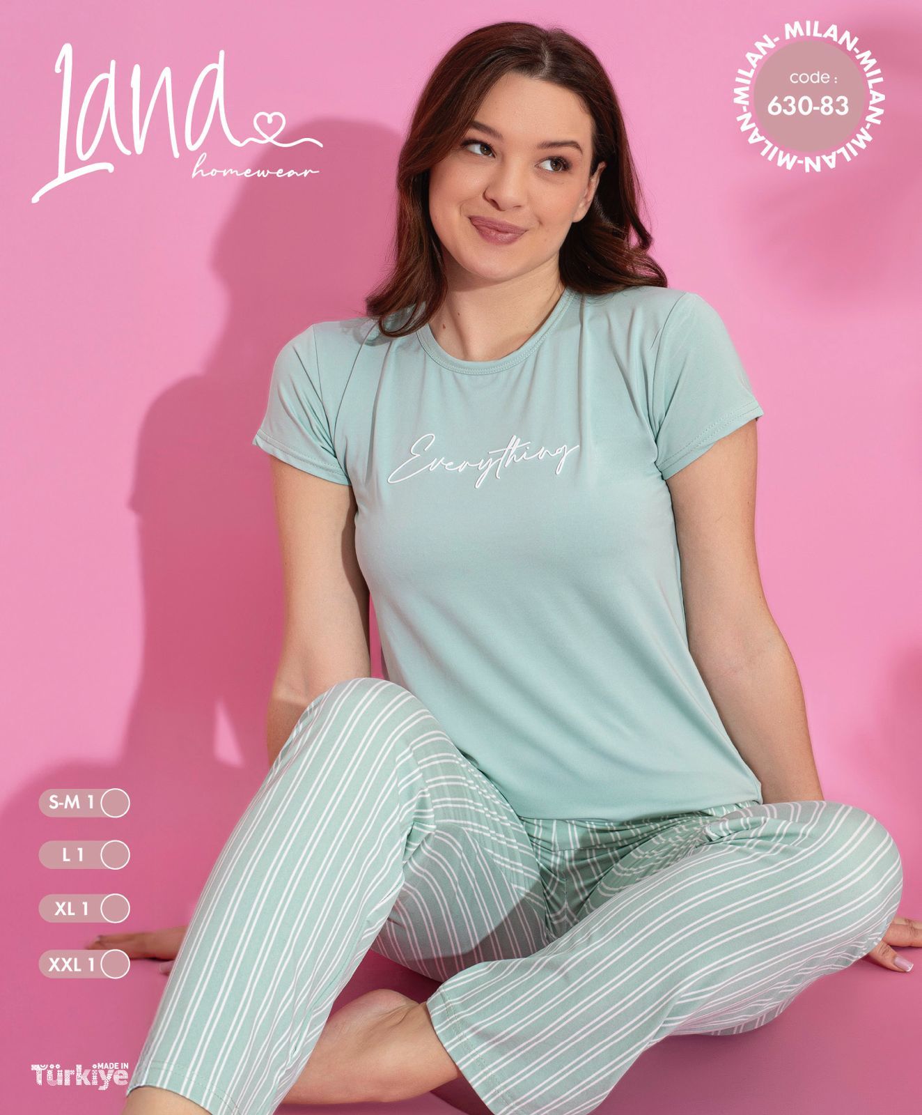 LANA 630-83 BAYAN MİLAN KISA KOL PİJAMA TAKIM